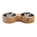 Modern Pet Bowl; Wood & Metal - Cargo's Cargo