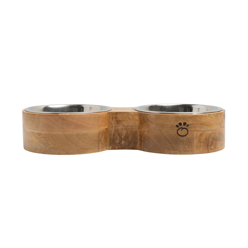 Modern Pet Bowl; Wood & Metal - Cargo's Cargo