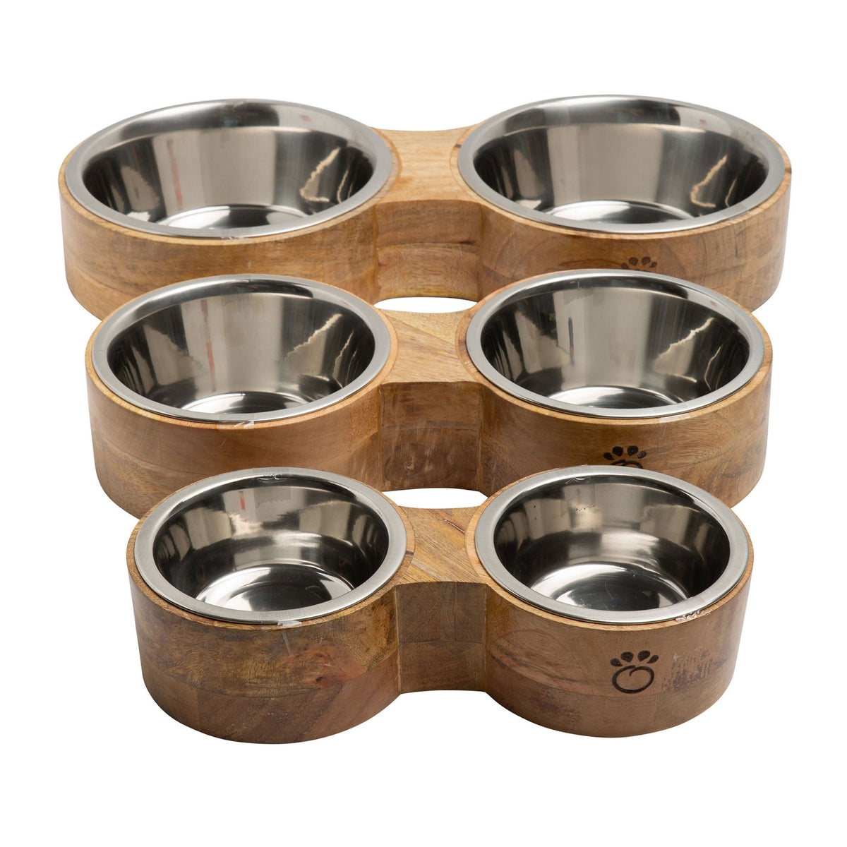 Modern Pet Bowl; Wood & Metal - Cargo's Cargo